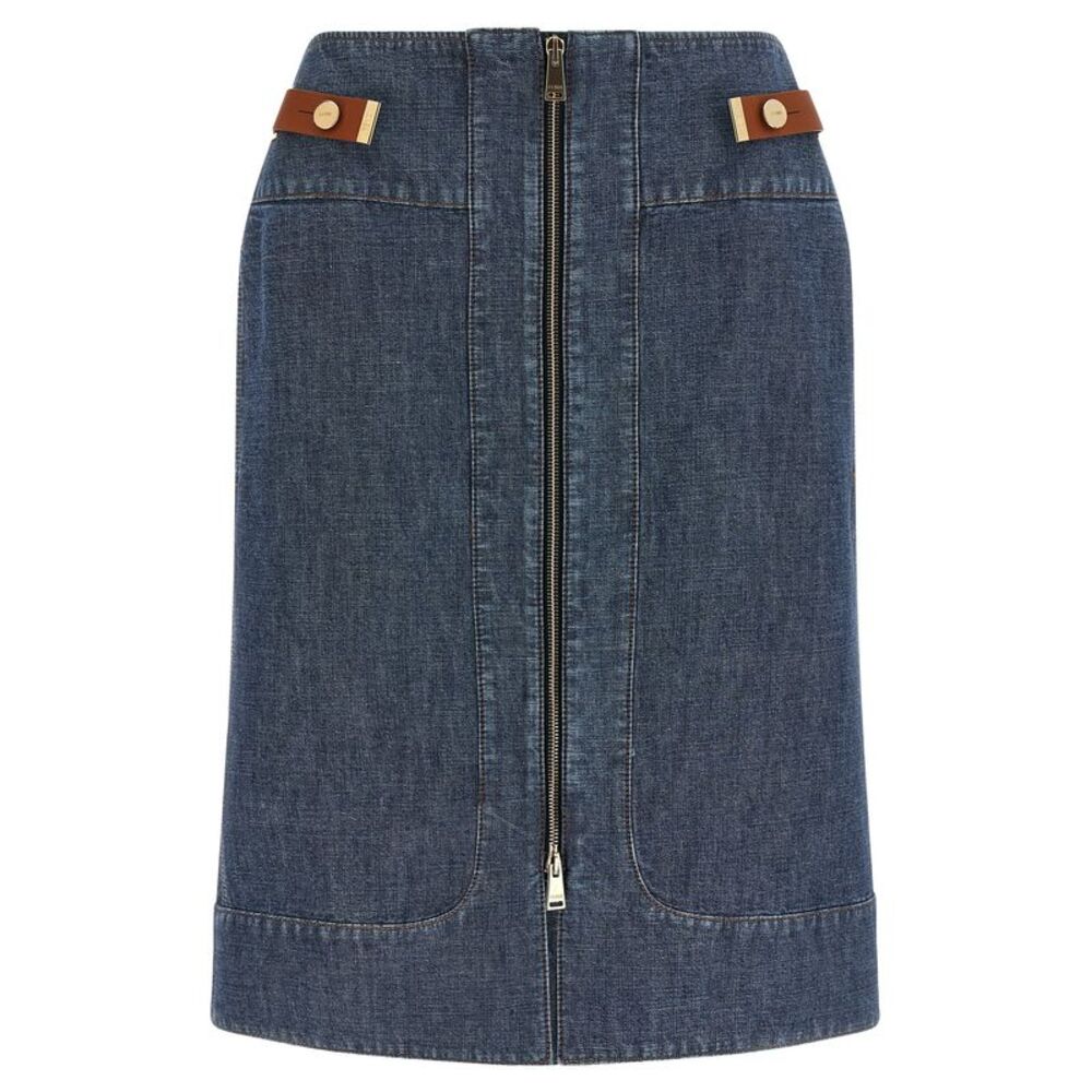 Fendi Blue Cotton Midi Women's Skirt